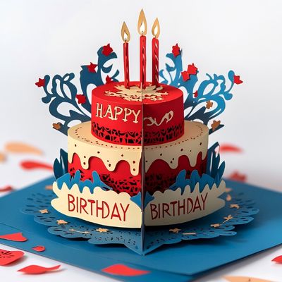 좋은 가격 3D 생일 케이크 모양 현대 창의적인 축하 카드를 위한 다양한 디자인 창의적이고 현대적인 온라인으로